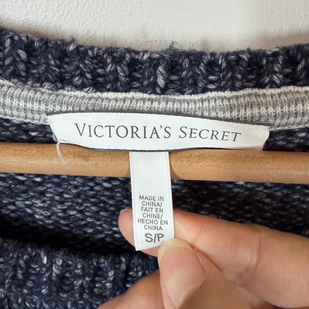 Victoria's Secret Cozy Cabin Tunic Fair Isle Sweater Small Wool Alpaca Navy Blue - Picture 2 of 11
